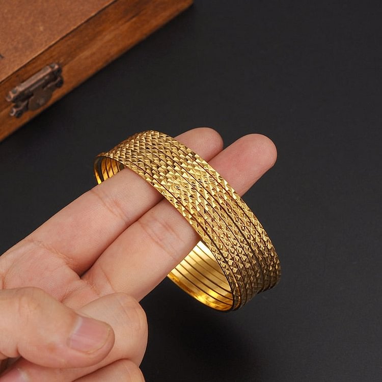 24k  Gold Bangle for Women Gold Dubai Bride Wedding Ethiopian Bracelet