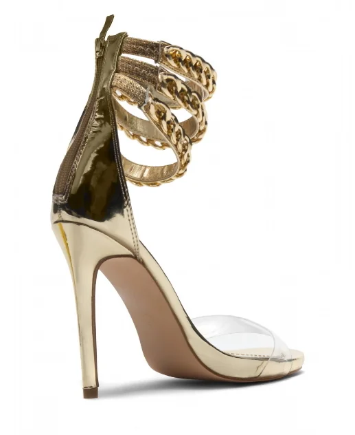 Silver Transparent Elegant Ankle Strap Platform Sandals for Daily Dress |FSJ Shoes