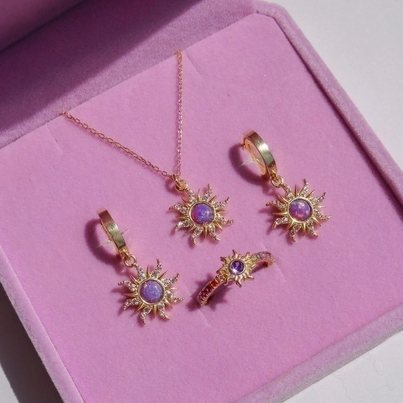Elegant Sun Copper 18k Gold Plated Jewelry Set In Bulk