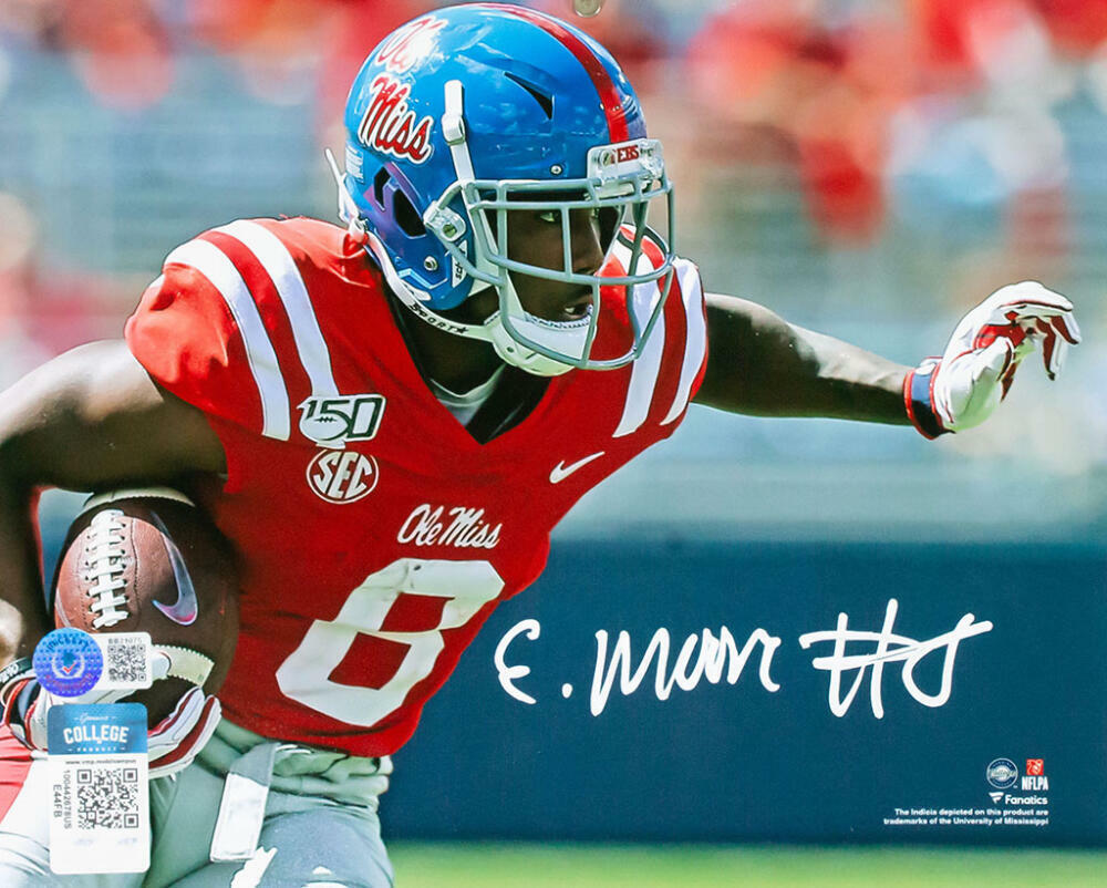 Elijah Moore Autographed Ole Miss 8x10 FP Close Up Photo Poster painting -Beckett W Hologram