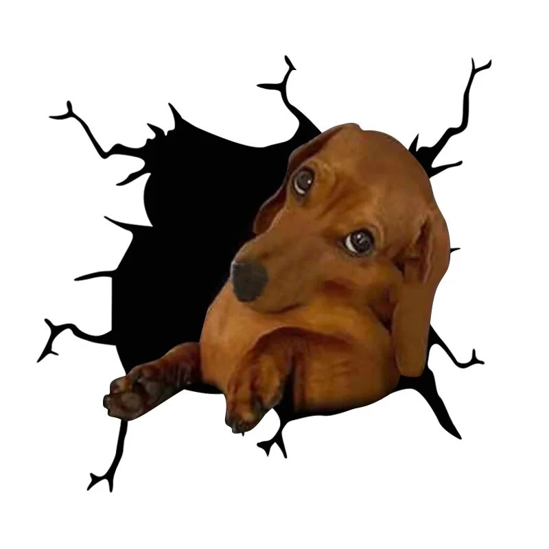Electrostatic Glass Film Simulation Funny Car Window Sticker Dog Creative Broken Car Decorative Window Painting Waterproof