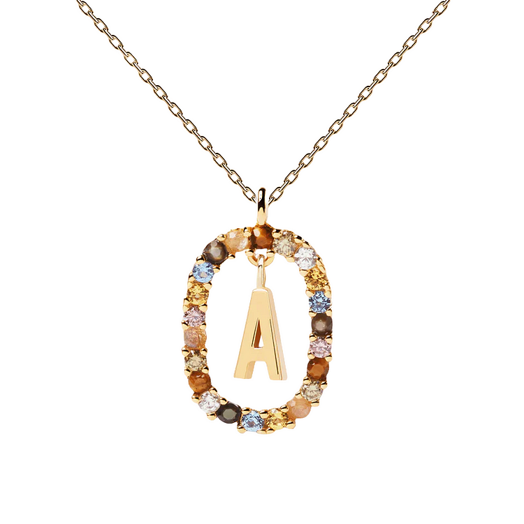 Personalized Gold Initial Gemstone Necklace