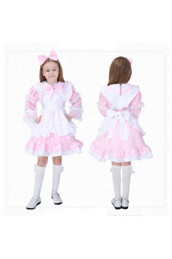 Halloween Alice In Wonderland Girl's Princess Maid Costume Pink-elleschic