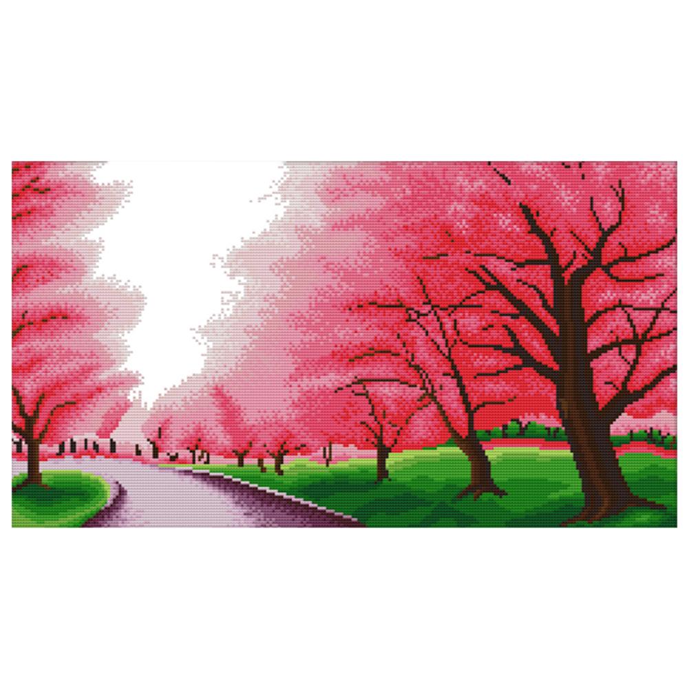 

Romantic Sakura - 14CT Stamped Cross Stitch - 51*31cm, 501 Original