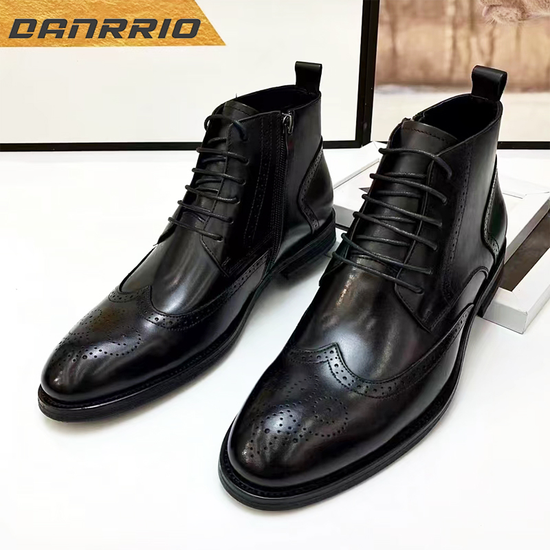 DANRRIO British Style Business High Top Leather Boots|Side Zipper Style DANRRIO.COM DANRRIO