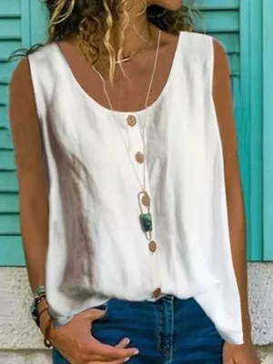 Sleeveless Cotton-Blend Shirts & Tops