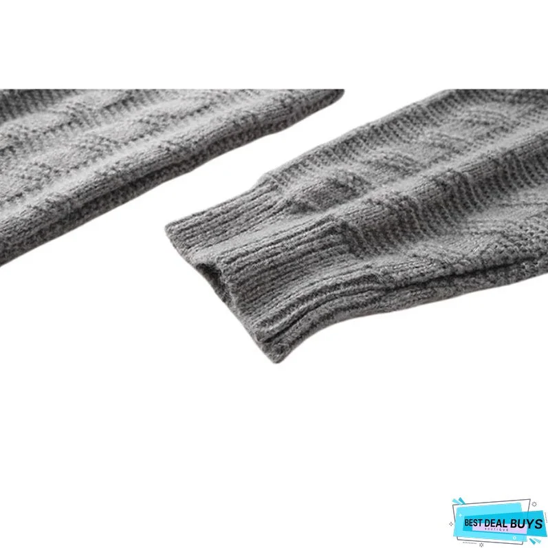 Solid Color Jacquard Turtleneck Sweater