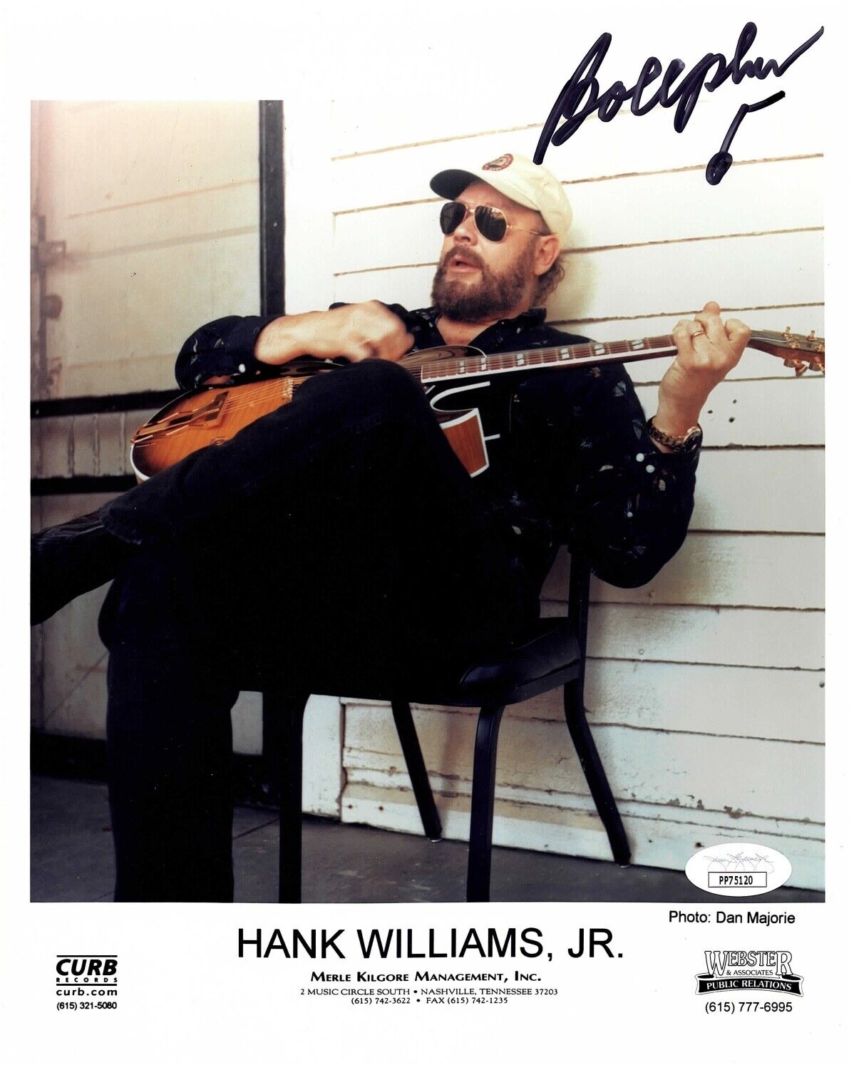 BOCEPHUS HANK WILLIAMS JR. Autograph Hand SIGNED 8x10 Photo Poster painting JSA CERTIFIED RARE