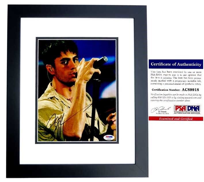 Enrique Iglesias Signed Sexy Latin Singer 8x10 inch Photo Poster painting with PSA/DNA FRAMED