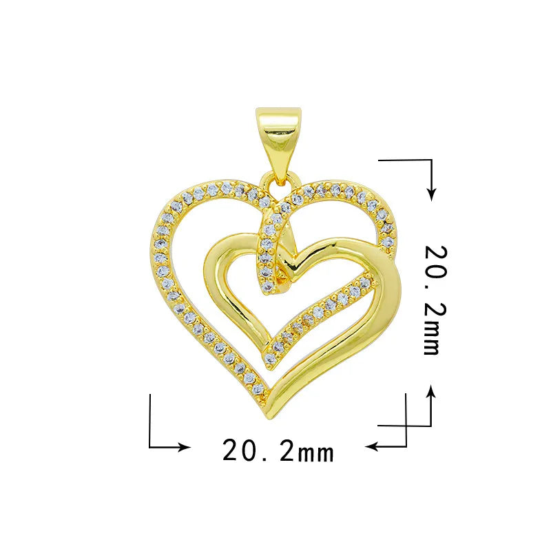 1 Piece 18*20.5mm 19*33mm Copper Zircon Star Moon Heart Shape Pendant