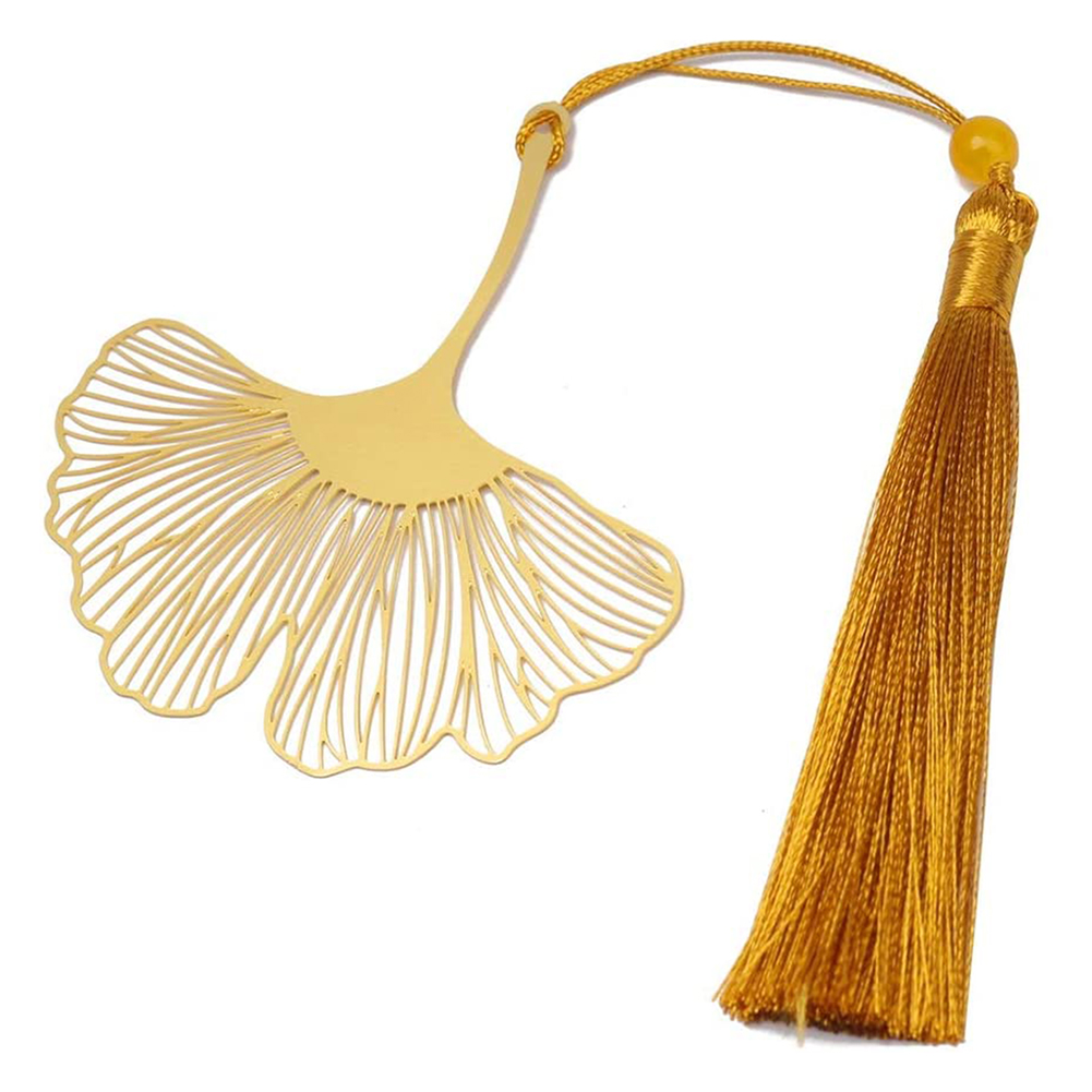 

Retro Metal Bookmark Brass Foliage Leaf Pattern Tassel Book Marker (Gingko), 501 Original
