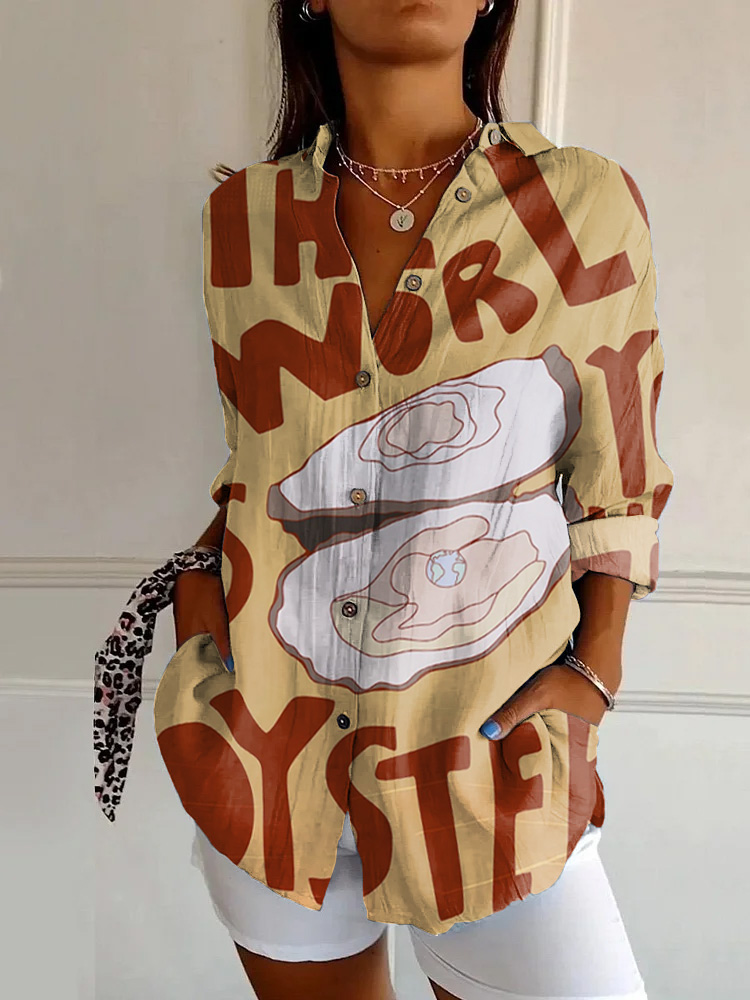 The World Is Yours Oyster Print Long Sleeve Shirt