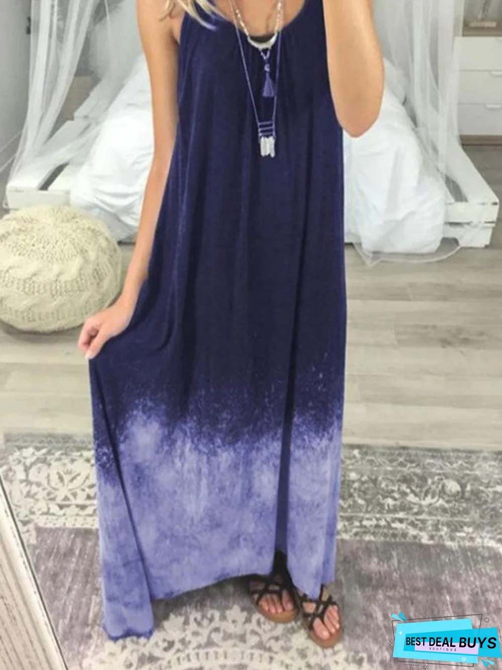 Women's Dress Summer Fashion Tie Dye Long Dress Summer