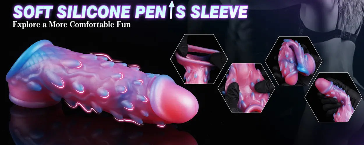 7.8" x 1.85" Monster Penis Sleeve for Couples detail 3