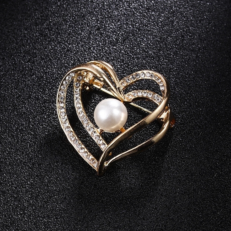 Glam Pin Geometric Alloy Inlay Artificial Pearls Rhinestones Women’S Brooches