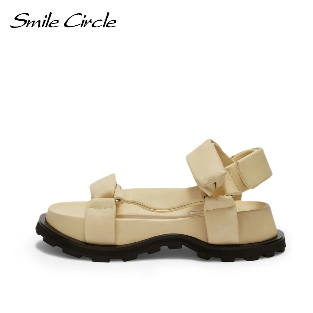 Smile Circle sandals Women Flats Platform shoes 2021 soft Comfortable Casual Beach Round toe student sandals Ladies