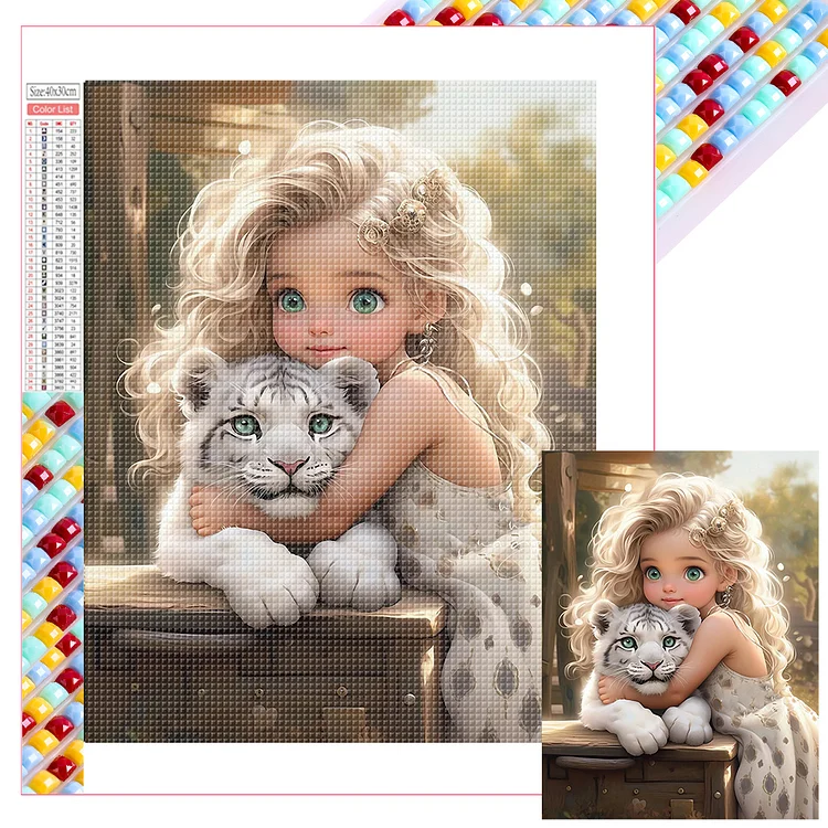 Full Square Diamond Painting - Little Girl Holding Animals 30*40CM
