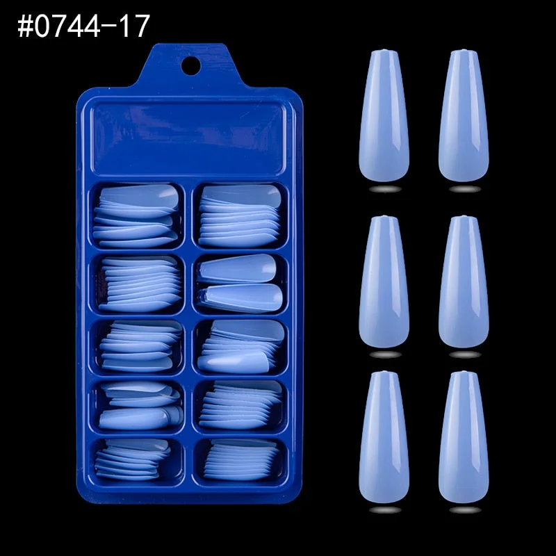 Lamemoria 100/500pcs/opp/box Fake Nails Coffin Nail Tips Press on Nails Natural Clear Long Ballerina DIY False Nail Full Cover-Nail Inspo