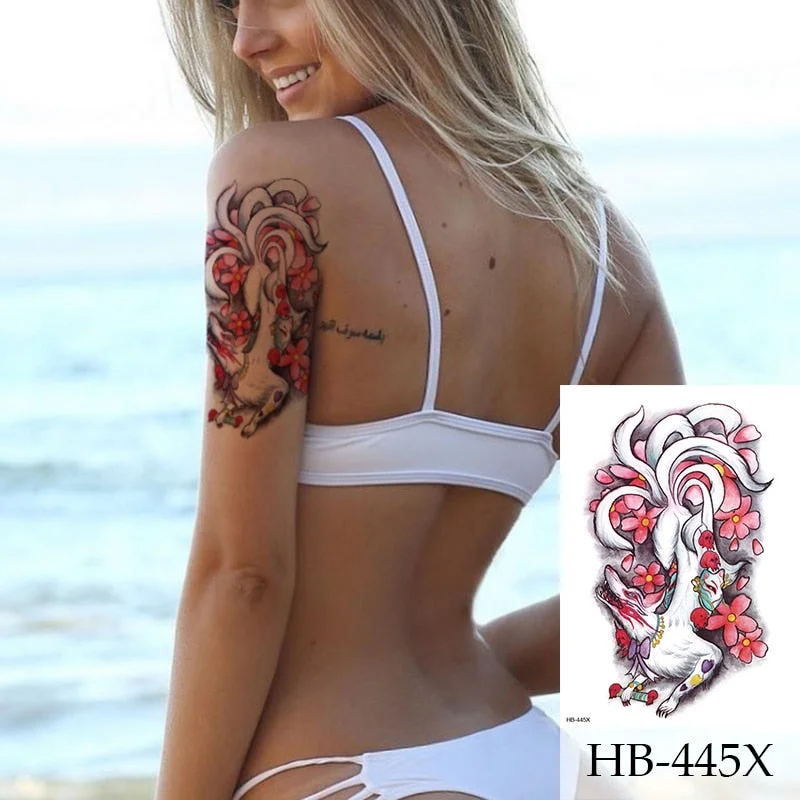 Tribal Temporary Tattoo - Polynesian Bull Maori Shoulder Arm Black Mens Womens