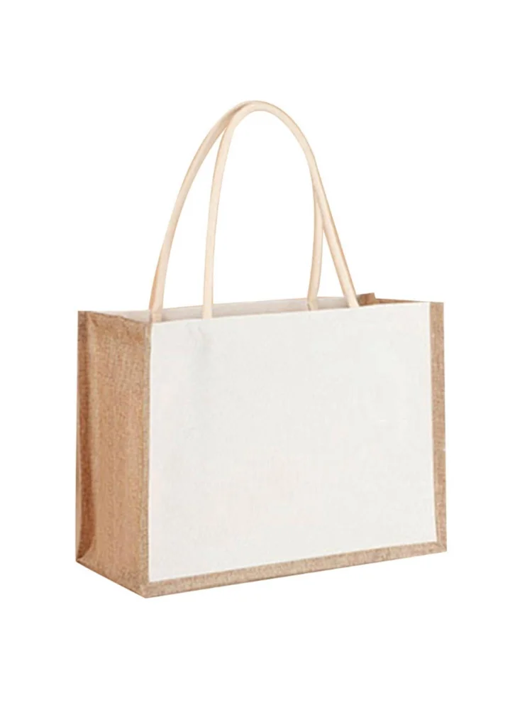 Burlap Jute Tote Shopping Bag Reusable Grocery Storage Organizer Handbags