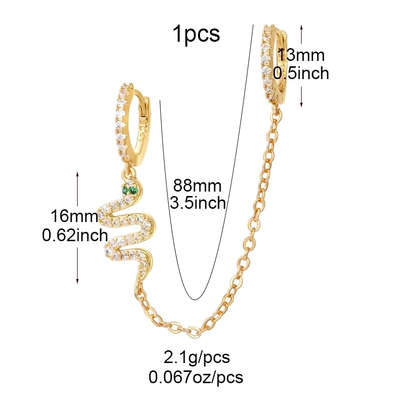 1 Pair Classic Style Snake Plating Inlay Copper Zircon White Gold Plated Gold Plated Ear Cuffs
