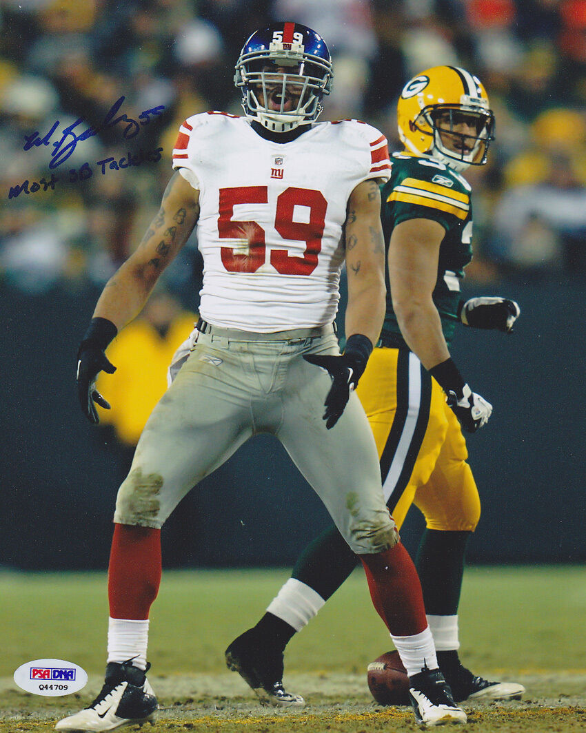 Michael Boley SIGNED 8x10 Photo Poster painting Giants Most SB Tackles XLVI PSA/DNA AUTOGRAPHED