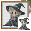 Witch And Cat-14CT Stamped Cross Stitch 29*29cm/11.42*11.42in tapestrymarket