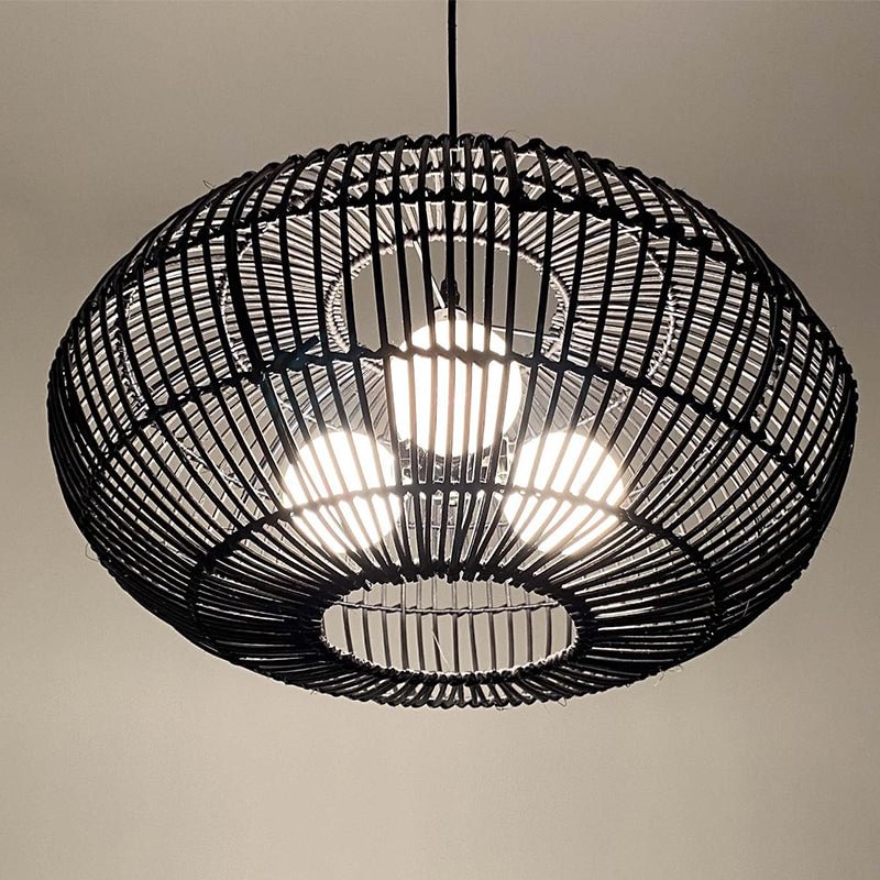 black wicker ceiling light