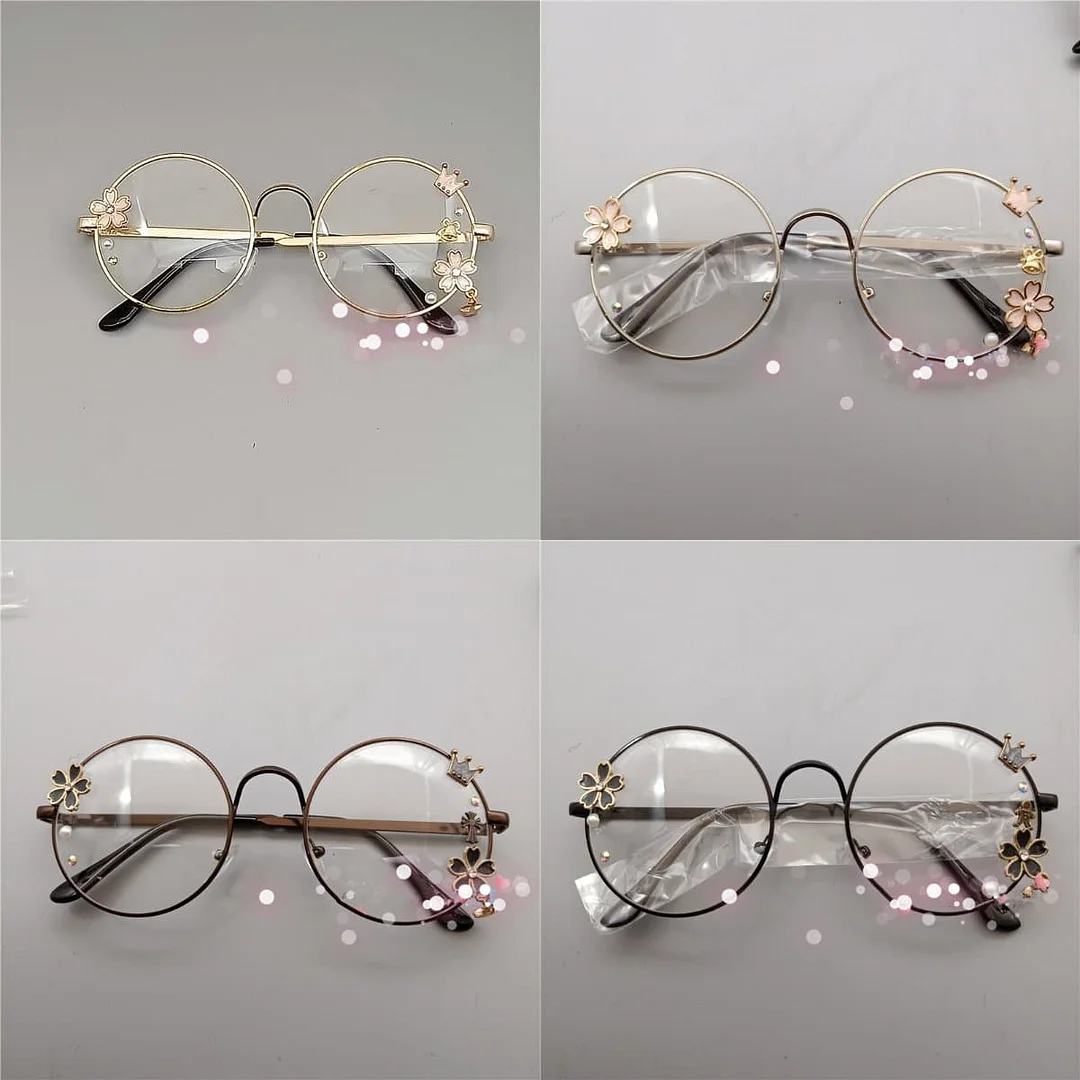 Lolita Metal Round Cherry Blossom Frame Decorative Glasses SP15141