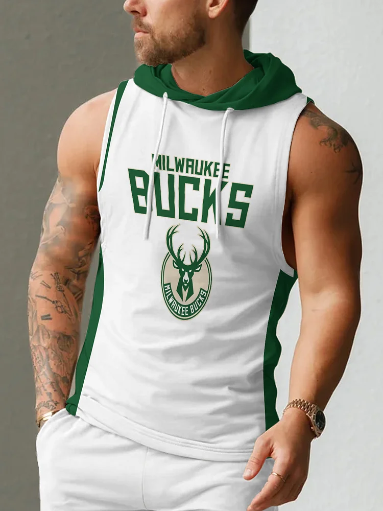 Milwaukee Bucks Men's Casual Comfy Sleeveless Hooded Tank Top