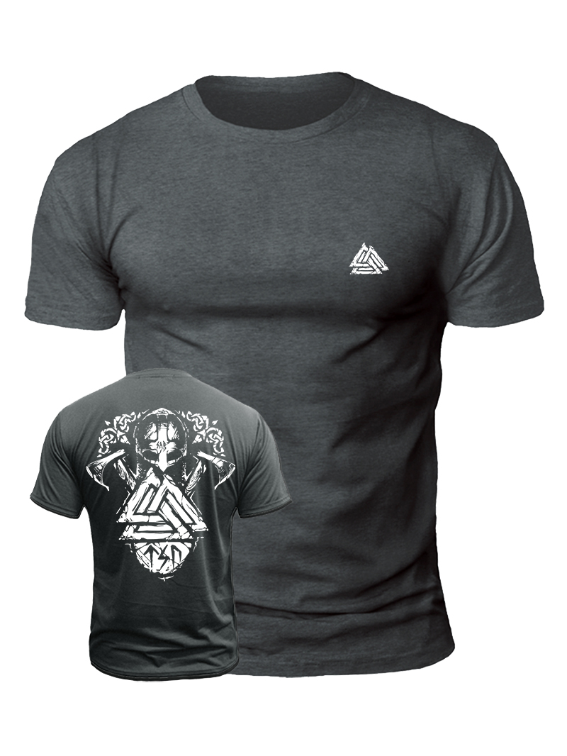 Men's Viking Mythology Triangular Symbol Print Casual Short Sleeve T-shirt