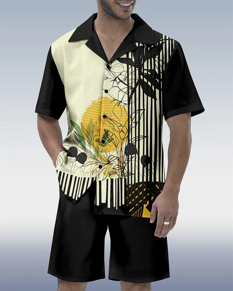 Suitmens Men's Tiki Cocktail Party Hawaiian Short Sleeve Shirt Set 184