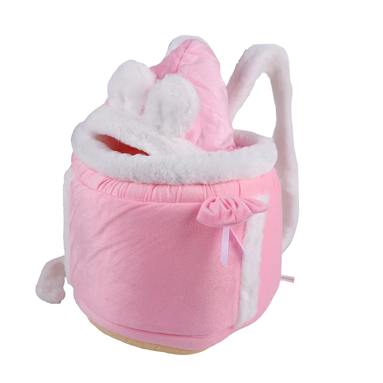 Babeside 17" - 22" Reborn Baby Dolls Lovely Furry Twins Backpack Winter Pink