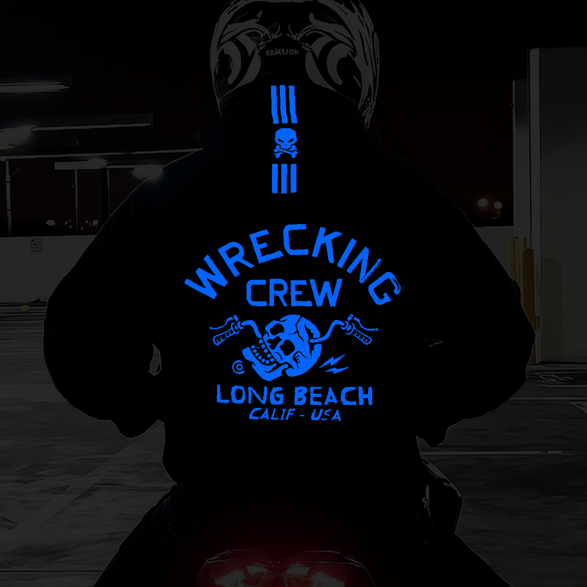 Luminous Skull Graphic Motorcycle Street Style Hoodie