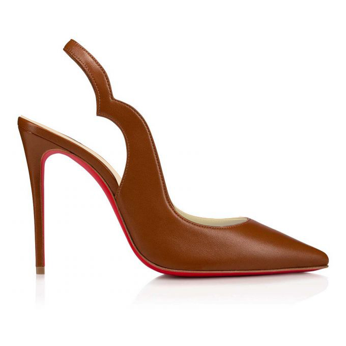 3.94" Women's Curved Design Slingback Heel Pointed Toe Hot Chick Sling Red Red Bottom Pumps-MERUMOTE