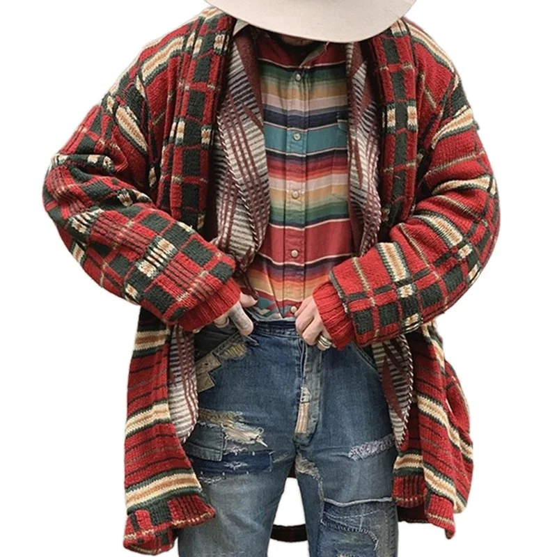 Uveng Uveng And Winter Men's Fashion Tribs T-Shirt Long Loose Large Sweater Coat Men's SY0005