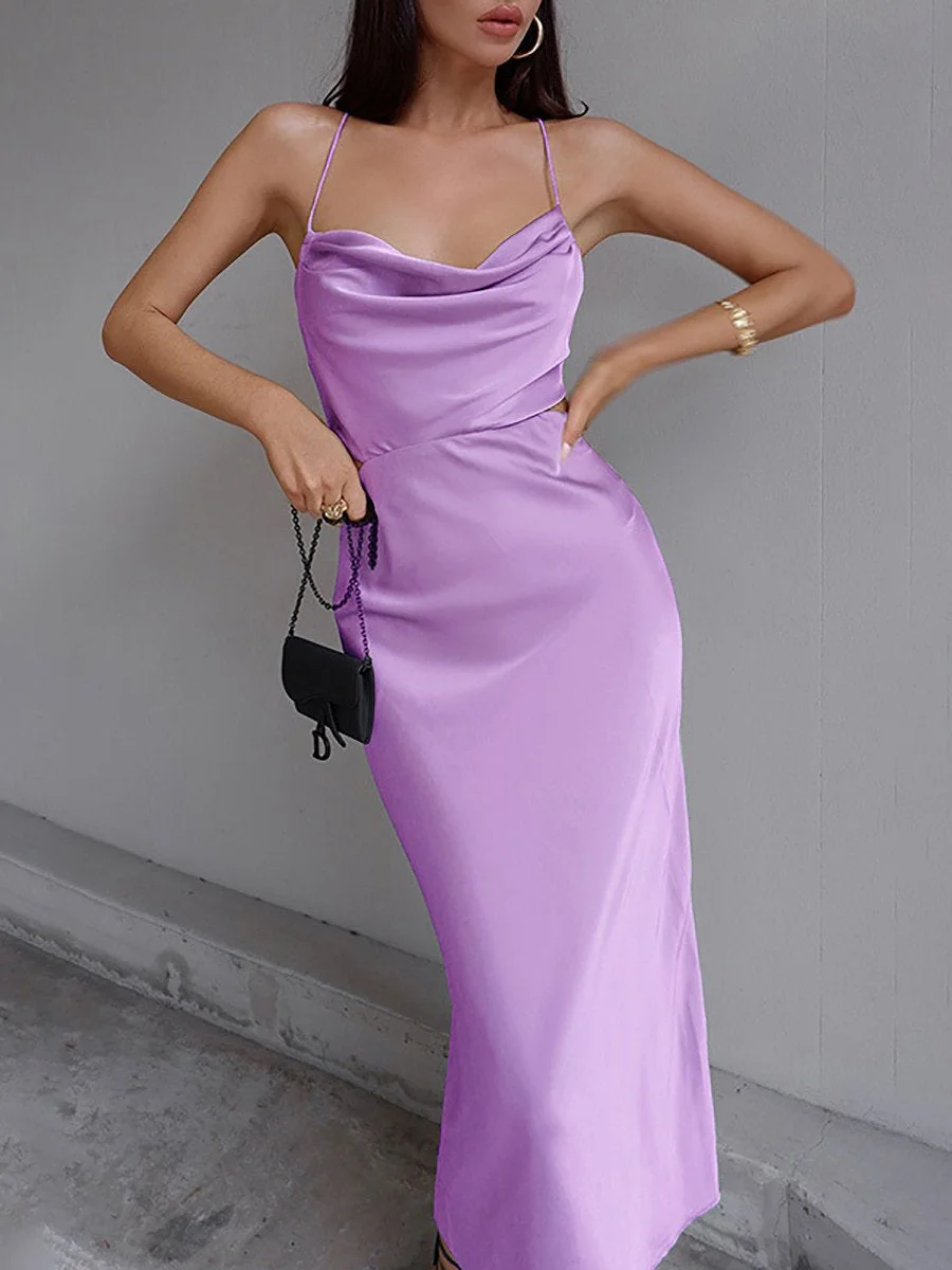 Sexy backless lace-up dress