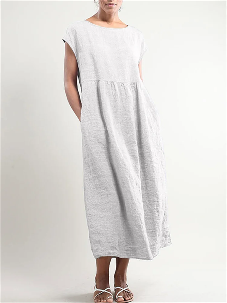 Pleated Wide Skirt Maxi Dress