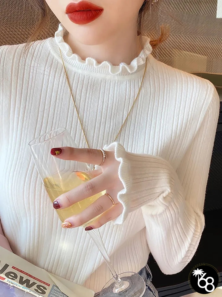 Women's Polyester Turtleneck Full Sleeve Solid Pattern Sweater | 168DEAL