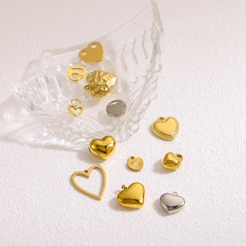 1 Piece 12 * 14mm Titanium Steel Heart Shape Polished Pendant Jewelry Accessories