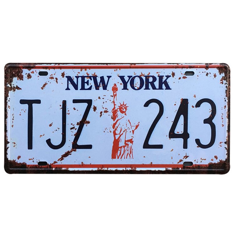 New York TJZ 243 - Car Plate License Tin Signs/Wooden Signs - 5.9x11.8in