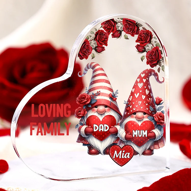 3 Names-Personalized Family Dwarf Acrylic Ornament-Custom Text Acrylic Family Heart Keepsake Desktop Ornament For Family