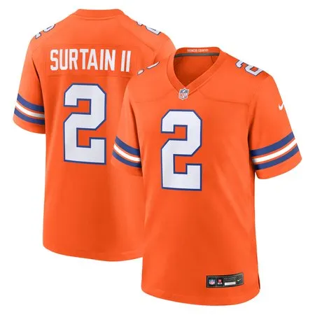 Men's Denver Broncos Patrick Surtain II  Orange Mile High Collection 1977 Throwback Player Game Jersey
