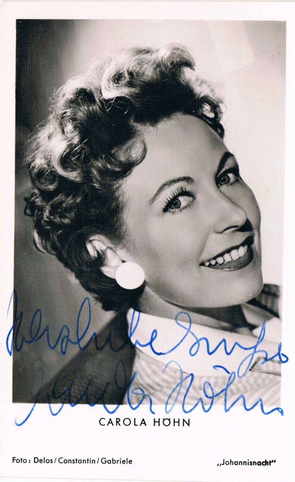 Carola H?hn 1910-2005 autograph signed postcard Photo Poster painting 3.5x5.5