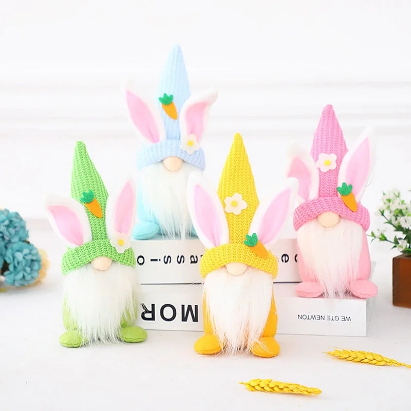 Easter Faceless Gnome Rabbit Doll Handmade Reusable Home Decoration Spring Hanging Bunny Ornaments Kids Gift