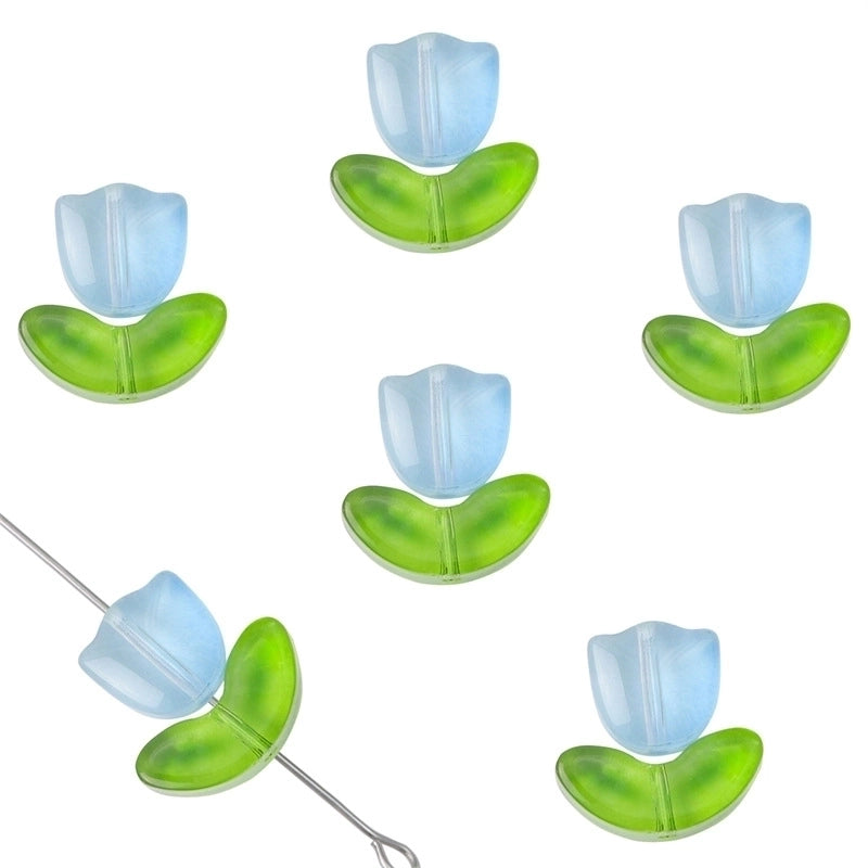 1 Set 14 * 7mm 9*5.5mm Glass Flower Beads