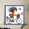 Girls Bicycle-11CT Stamped Cross Stitch 40*40cm/15.75*15.75in