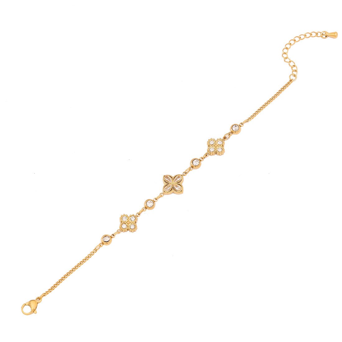 Diamond Flower Double Bracelet Pearl Bracelet Titanium Steel Female B620