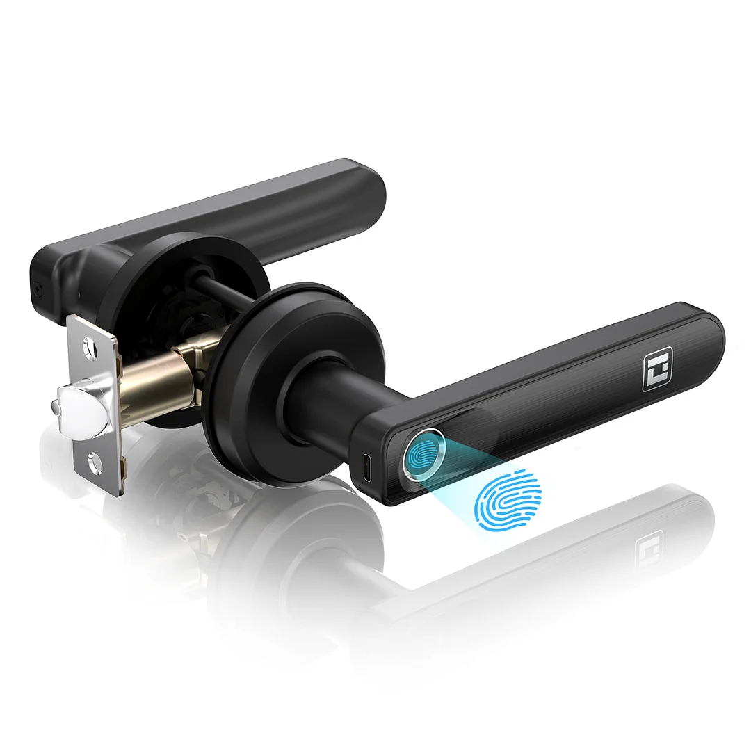 L-B203 Fingerprint Door Lock, Geek Smart Keyless Entry Door Lock with Biometric Fingerprint, Mechanical Key Security with Auto Lock, Smart Door Locks with Handle for Homes, Apartments, Office, AirBnB, Hotels