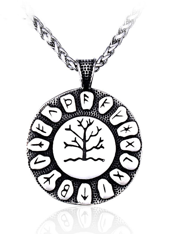 Men's Viking Runes Tree of Life Pendant Necklace